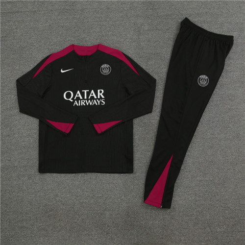 2425 Paris Saint-Germain Black 1/4 Zipper Player Training Suit