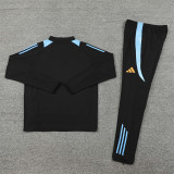 2425 Argentina Black 1/4 Zipper Training Suit