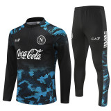 2425 Ssc Napoli Black 1/4 Zipper Training Suit