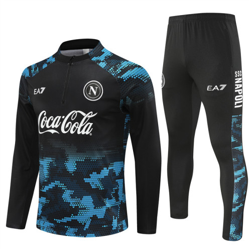2425 Ssc Napoli Black 1/4 Zipper Training Suit