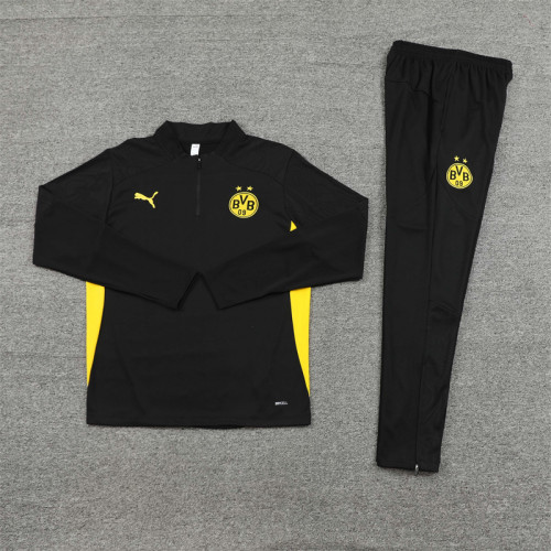 2425 Borussia Dortmund Black 1/4 Zipper Training Suit