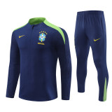2425 Brazil Navy Blue 1/4 Zipper Player Training Suit