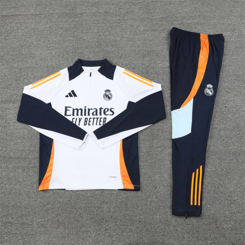 2425 Real Madrid White 1/4 Zipper Training Suit