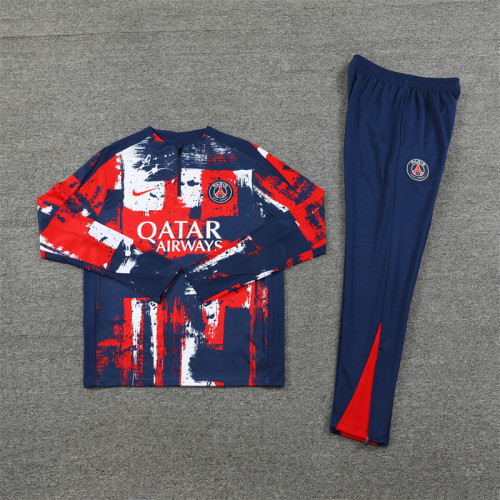 2425 Paris Saint-Germain Red Blue 1/4 Zipper Training Suit