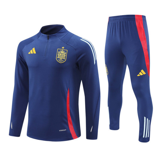 2425 Spain Navy Blue 1/4 Zipper Training Suit