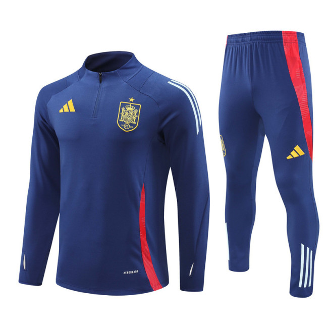 2425 Spain Navy Blue 1/4 Zipper Training Suit