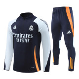 2425 Real Madrid Navy Blue 1/4 Zipper Training Suit