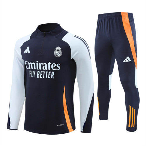 2425 Real Madrid Navy Blue 1/4 Zipper Training Suit