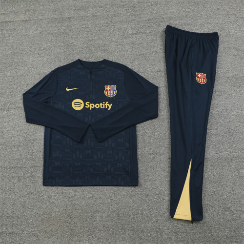 2425 Barcelona Navy Blue 1/4 Zipper Training Suit