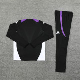 2425 Real Madrid Black Purple 1/4 Zipper Player Training Suit