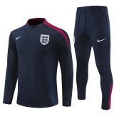 2425 England Navy Blue 1/4 Zipper Player Training Suit