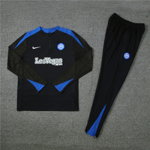 2425 Inter Milan Black 1/4 Zipper Player Training Suit