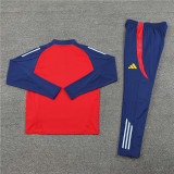 2425 Spain Red 1/4 Zipper Training Suit
