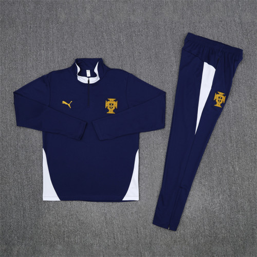 2526 Portugal Navy Blue 1/4 Zipper Training Suit