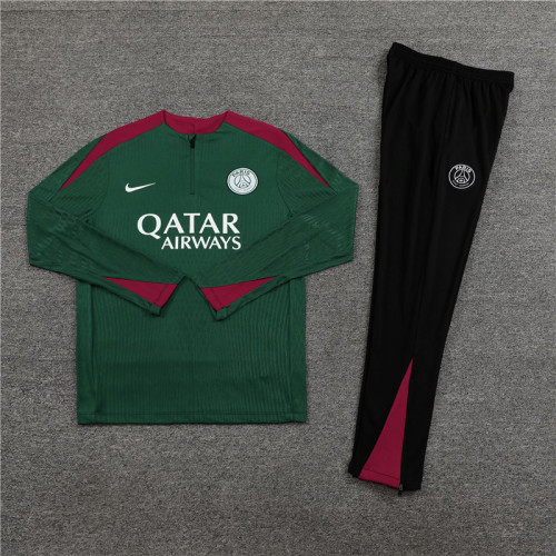 2425 Paris Saint-Germain Green 1/4 Zipper Player Training Suit