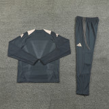 2425 Real Madrid Dark Grey 1/4 Zipper Player Training Suit