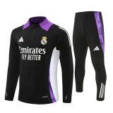 2425 Real Madrid Black Purple 1/4 Zipper Training Suit