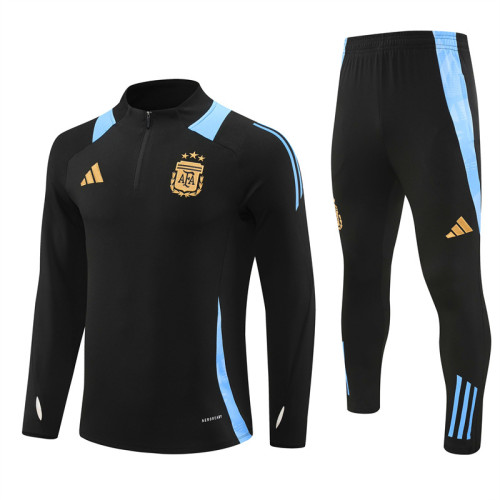 2425 Argentina Black 1/4 Zipper Training Suit