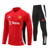 2425 Manchester United Red 1/4 Zipper Training Suit