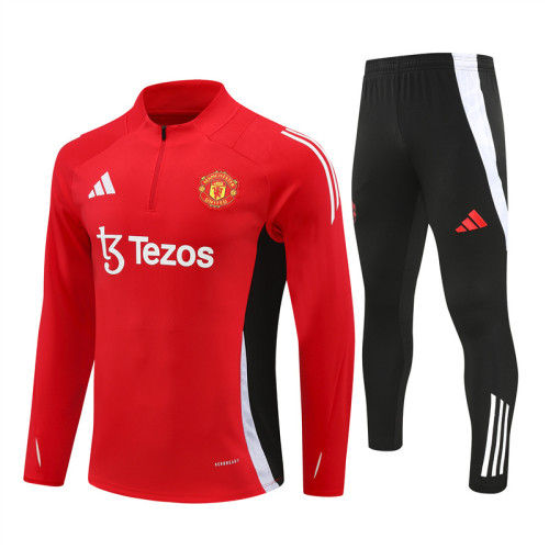 2425 Manchester United Red 1/4 Zipper Training Suit