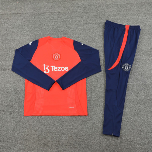 2425 Manchester United Orange Red 1/4 Zipper Player Training Suit