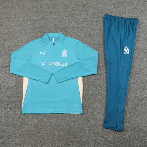 2425 Olympique De Marseille Lake Green 1/4 Zipper Training Suit