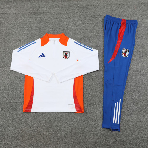 2425 Japan White 1/4 Zipper Training Suit