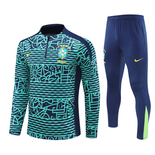 2425 Brazil Blue 1/4 Zipper Training Suit