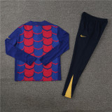 2425 Barcelona Red Blue 1/4 Zipper Training Suit