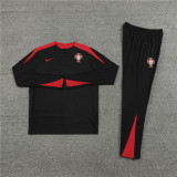 2425 Portugal Black 1/4 Zipper Player Training Suit