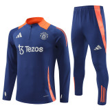 2425 Manchester United Navy Blue 1/4 Zipper Training Suit