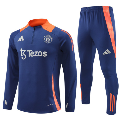 2425 Manchester United Navy Blue 1/4 Zipper Training Suit