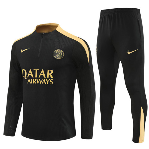 2425 Paris Saint-Germain Black Golden 1/4 Zipper Player Training Suit