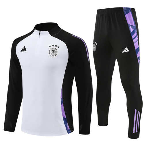 2425 Germany White 1/4 Zipper Training Suit