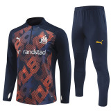 2425 Olympique De Marseille Navy Blue 1/4 Zipper Training Suit