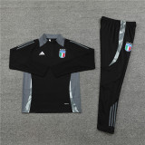 2425 Italy Black 1/4 Zipper Training Suit