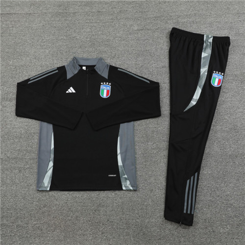 2425 Italy Black 1/4 Zipper Training Suit