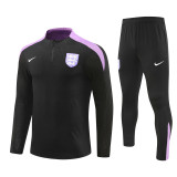 2425 England Black 1/4 Zipper Player Training Suit