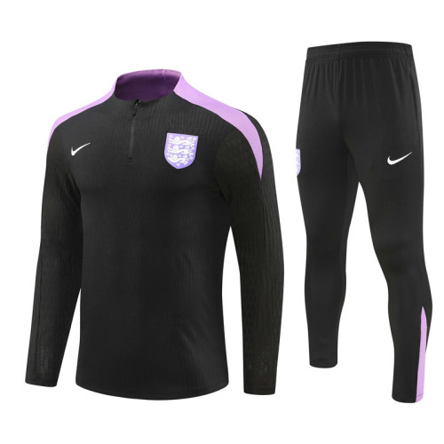 2425 England Black 1/4 Zipper Player Training Suit