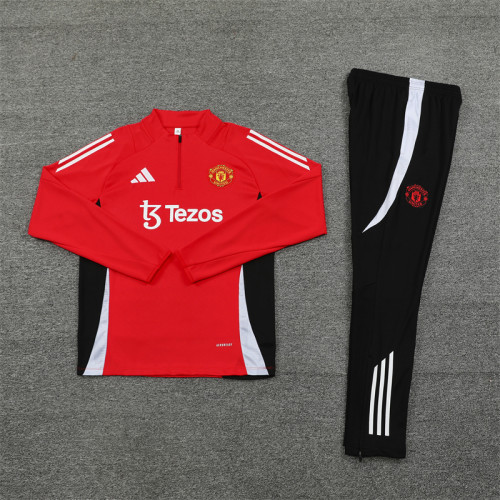 2425 Manchester United Red 1/4 Zipper Training Suit