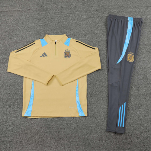 2425 Argentina Golden 1/4 Zipper Training Suit