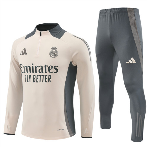 2425 Real Madrid Apricot 1/4 Zipper Training Suit