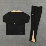 2425 Paris Saint-Germain Black Golden 1/4 Zipper Player Training Suit