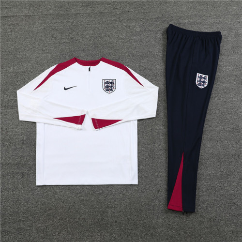 2425 England White 1/4 Zipper Player Training Suit