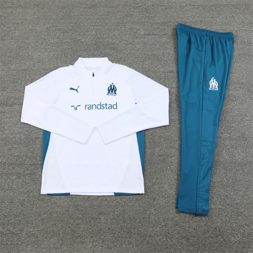 2425 Olympique De Marseille White 1/4 Zipper Training Suit