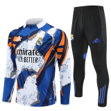 2526 Real Madrid Yellow Blue 1/4 Zipper Player Training Suit