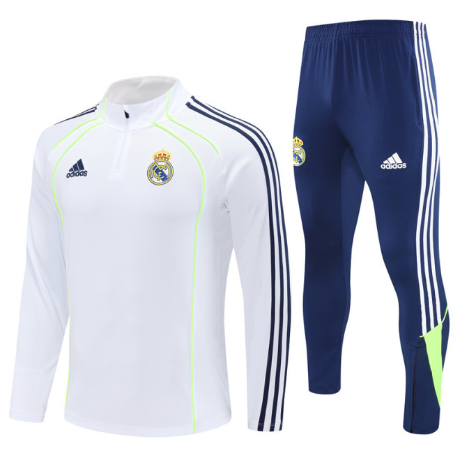 2526 Real Madrid White 1/4 Zipper Player Training Suit