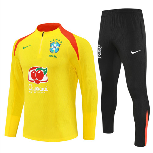 2526 Brazil Yellow 1/4 Zipper Player Training Suit