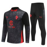 2526 Ac Milan Black 1/4 Zipper Player Training Suit