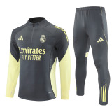 2526 Real Madrid Dark Grey 1/4 Zipper Player Training Suit
